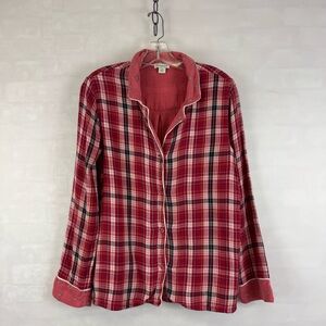 Sundance Plaid Button Front Shirt Red Cotton Long Sleeve Top Women’s S